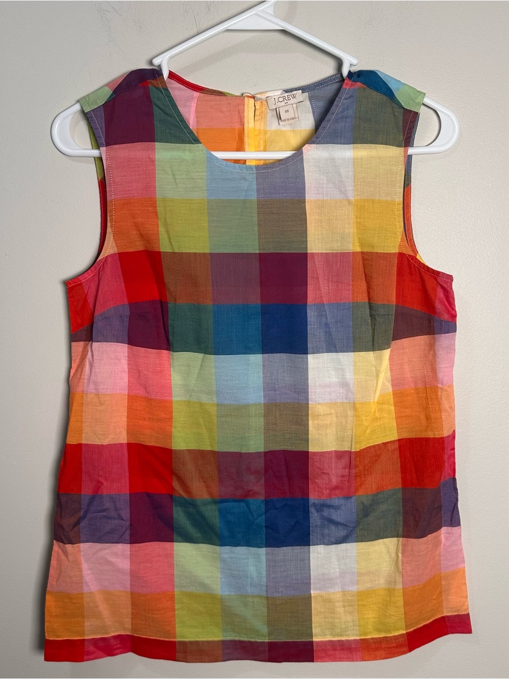 J. Crew Colorful Plaid Sleeveless Cotton Camisole